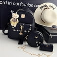 thumbnail image 1 of stanreset 3PCS Women's Backpack Set Cute PU Leather Tassel Bag Bow Shoulder Bag and Card Case, 1 of 6