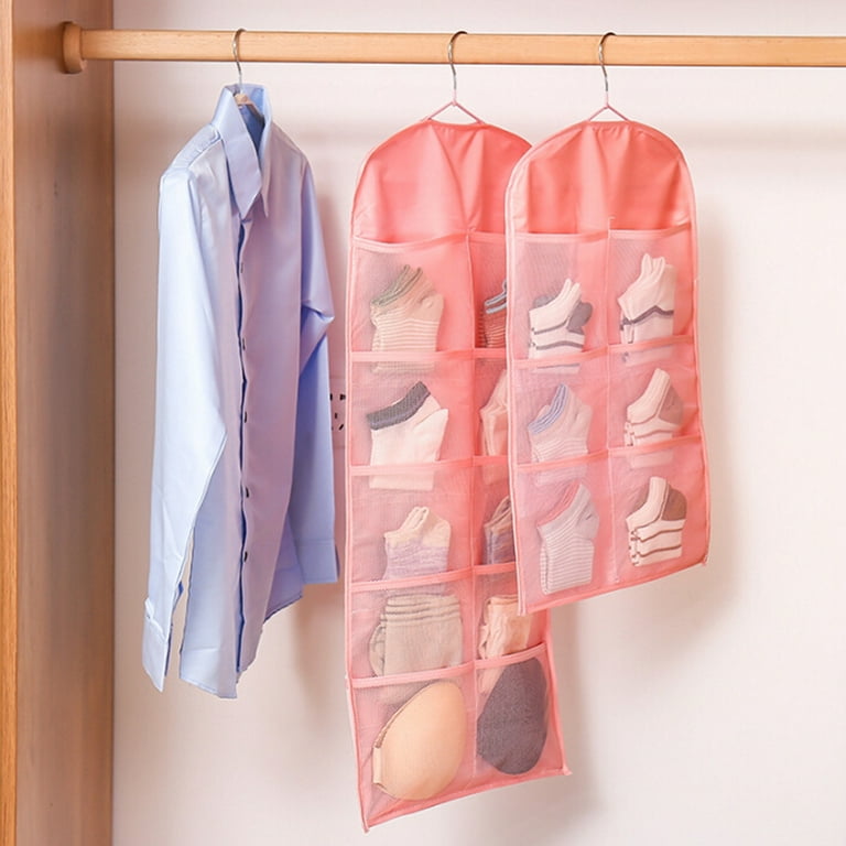 Hanging Wardrobe Organizer Double Sided Pocket Storage Closet Hanger for Bra  Sock Underware