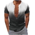 thumbnail image 2 of S-5XL Plus Size Shirts for Men Big & Tall Short Sleeve Tshirts Button Deep V Neck Pullover Gradient Printed Breathable Casual Going Out Tops, 2 of 5