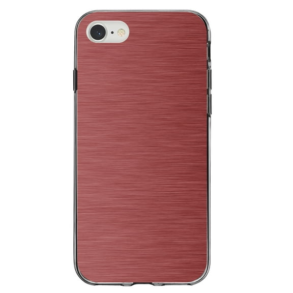 DistinctInk Clear Shockproof Hybrid Case for iPhone 7 8 SE (2020 Model) 4.7" Screen TPU Bumper Acrylic Back Tempered Glass Screen Protector - Red Stainless Steel Image - Printed Image of Stainless