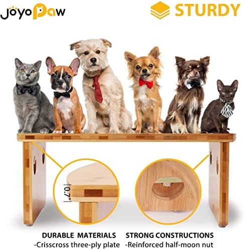 Elevated Dog Bowls, Bamboo Raised Dog Bowl for Medium Dogs, with 2 Stainless Steel Bowls (7'' Tall-40 oz Bowl, Natural)