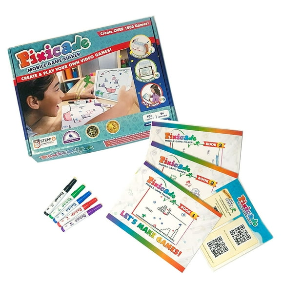 Creador de videojuegos Pixicade | Kit STEM para crear y jugar tus propios videojuegos | Juguete educativo para niñas y niños a partir de 6 años | Diversión creativa y de aprendizaje | Dibuja tu propio