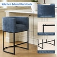 thumbnail image 6 of ClinQ Counter Height Bar Stool Set of 4, 26 in Fabric Upholstered Seat, Metal Legs for Indoor Dining Room and Kitchen Island, Blue, 6 of 6