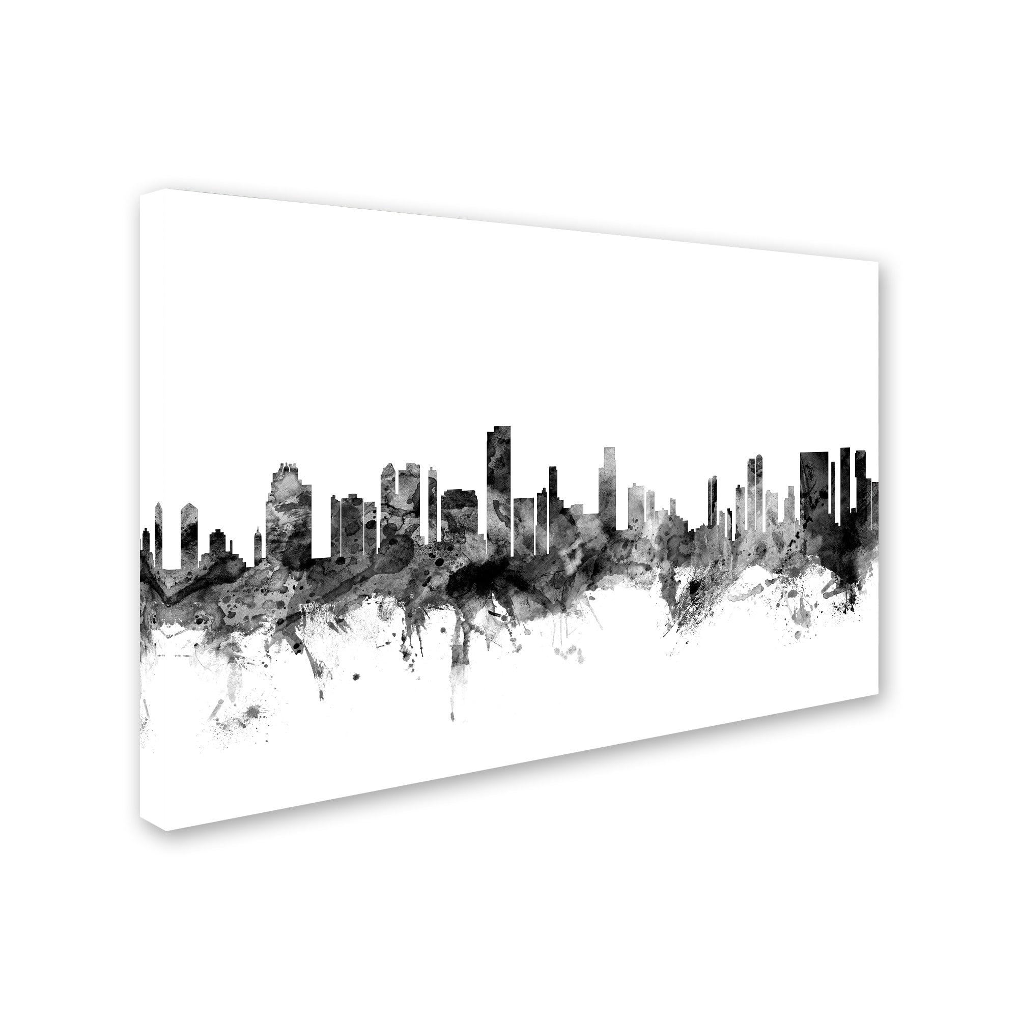 Trademark Fine Art "Honolulu Hawaii Skyline B&W" Canvas Art by Michael Tompsett