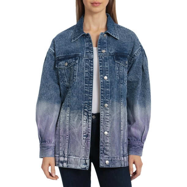 Avec Les Filles Women's Juniors Ombre Denim Shirt Jacket - Walmart.com