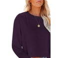 thumbnail image 3 of Eurivicy Women Long Sleeve Cropped T-Shirts Casual Solid Tops S-2XL, 3 of 4