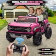 thumbnail image 4 of Ford Bronco Raptor 24V Ride on Toys, 2 Seater Ride on Cars with Remote Control, Bluetooth Music, Spring Suspension, Battery Powered Electric Car for Kids Ages 3-8, Pink, 4 of 7