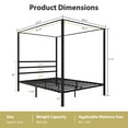 thumbnail image 2 of HomGarden Queen Size Metal Canopy Platform Adult 800lbs Bed Frame W/Headboard & 4 Posters, 2 of 10