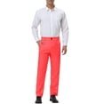 thumbnail image 2 of Unique Bargains Men's Business Pants Classic Fit Solid Color Suit Trousers with Pockets 34 Light Red, 2 of 6