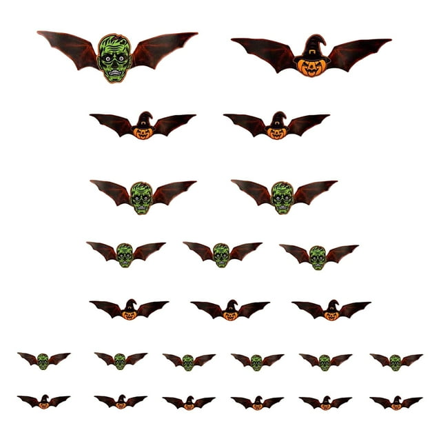 Halloween Bats Wall Stickers 24pcs Decorative 3D Decals for Indoor Use for Home Bathroom Kitchen Parties and Gothic Themes 24PCS