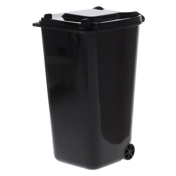 Mini Wheelie Trash Can Pen Holder Storage Bin Desktop Organizer Garbage Bucket