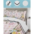 thumbnail image 3 of Twin XL Quilt Bedding Set, Pink Easter Bunny Reversible Summer Quilt 3 Pieces, Spring Easter Eggs Floral Buffalo Plaid Lightweight Bedspreads Coverlets with 2 Pillow Shams for All Seasons, 3 of 5