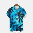 thumbnail image 3 of Felirenzacia Men's Hawaiian Shirt Funky Blue Tropical Palm Tree Print Short Sleeve Button Down Beach Shirt Casual Aloha Summer Clothes, 3 of 6