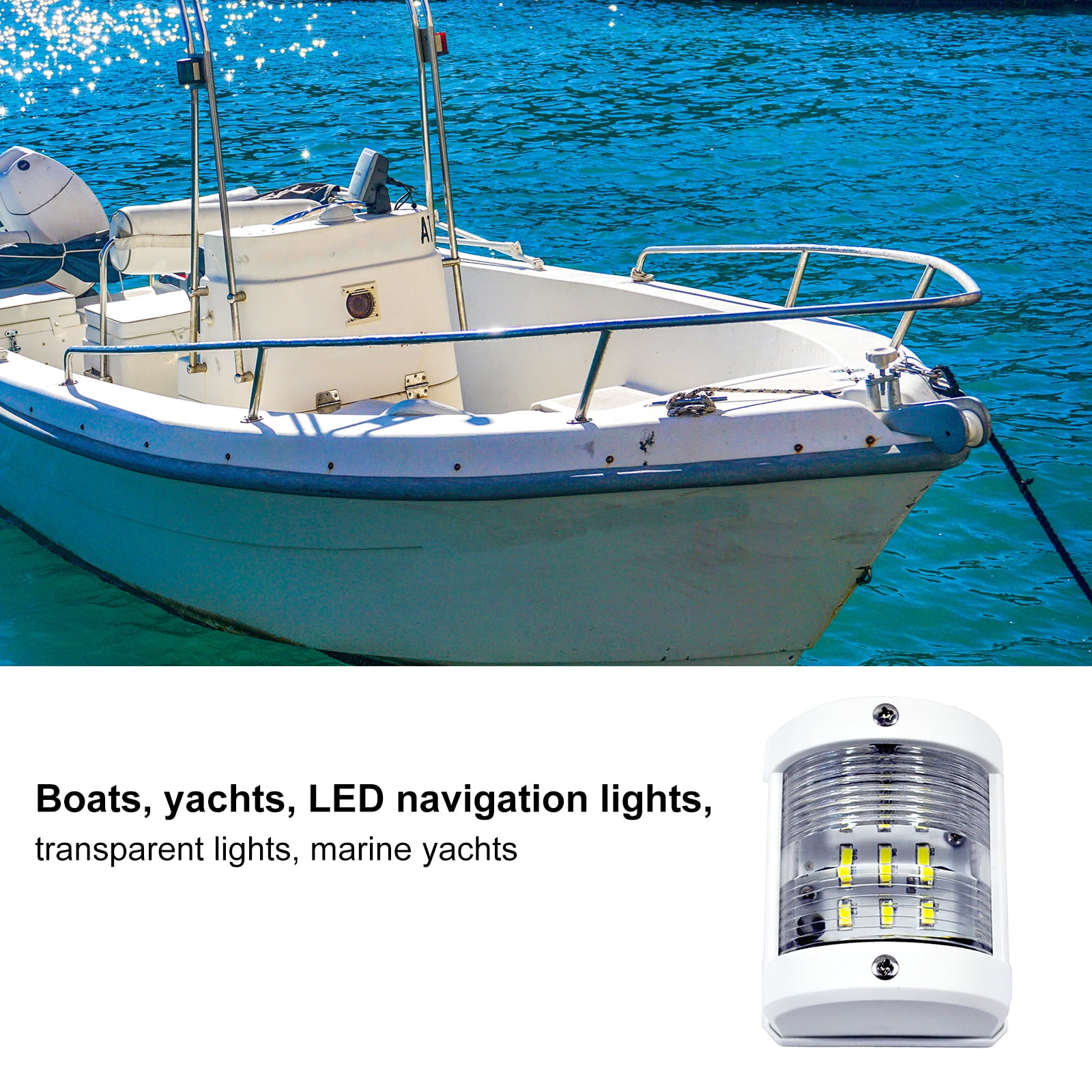 12V LED White Stern Navigation Light Side Mounted for Marine Boat Yacht 42.5LM 