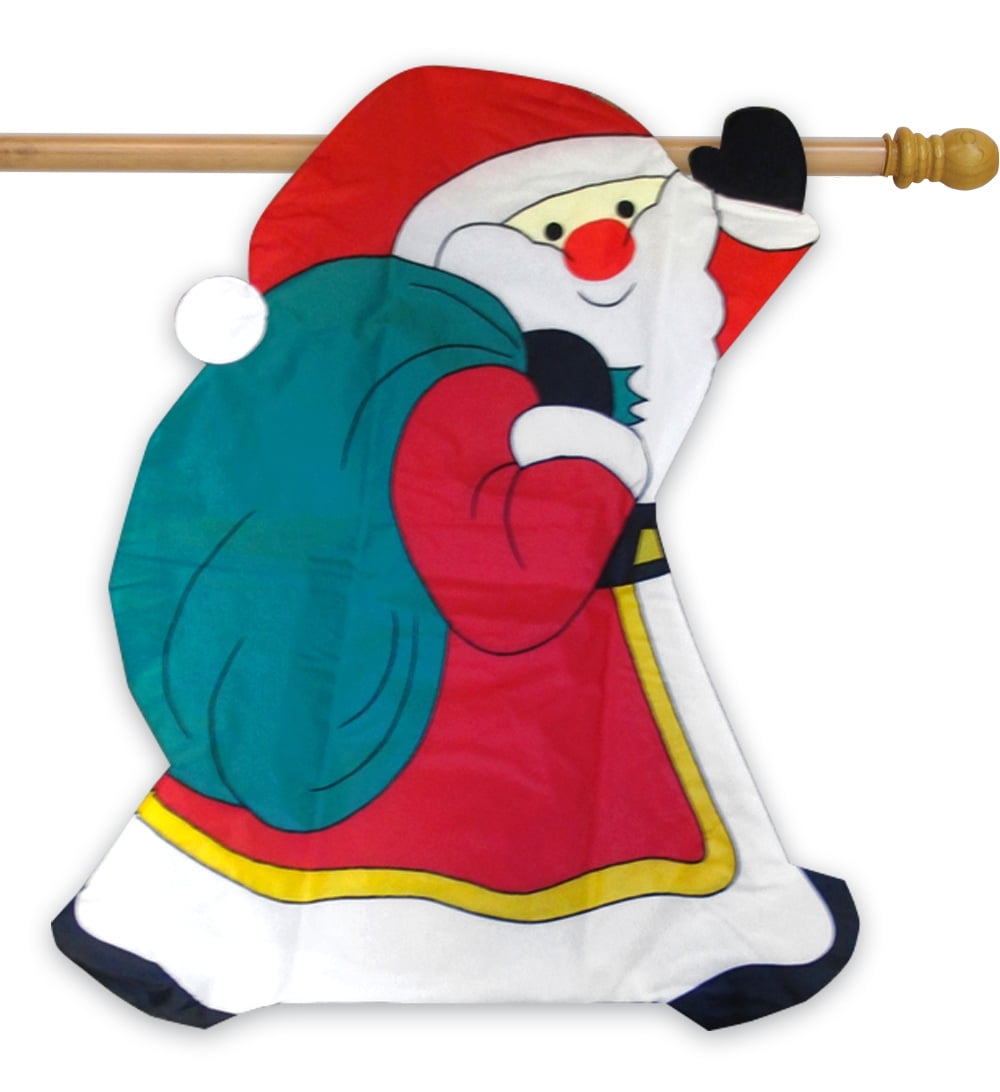 3D Santa Applique House Flag Embroidered Holiday Sculpted 30" x 39"