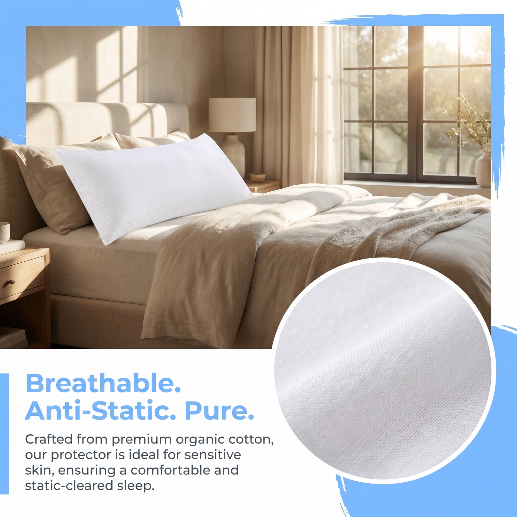 Unique Bargains 4Pcs Breathable Hypoallergenic Polyester Pillow Protectors White 20" x 36"