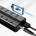 thumbnail image 3 of 6-port Usb 3.0 Hub, Usb Splitter For Laptop With Individual On/off Switches And Light, 3ft Cord, Us, 3 of 4