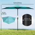 thumbnail image 3 of Outsunny 9.8ft Half Umbrella Patio Parasol Sun Shade, Crank Handle, Light Blue, 3 of 10