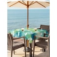 thumbnail image 2 of Easter Rabbit Silhouette Outdoor Tablecloth - 60x60 Inch Square Dining Table Cover, Spring Bunny Blue Green Ombre Waterproof Outdoor Table Cloth with Umbrella Hole & Zipper for Picnic/Patio/Party, 2 of 7