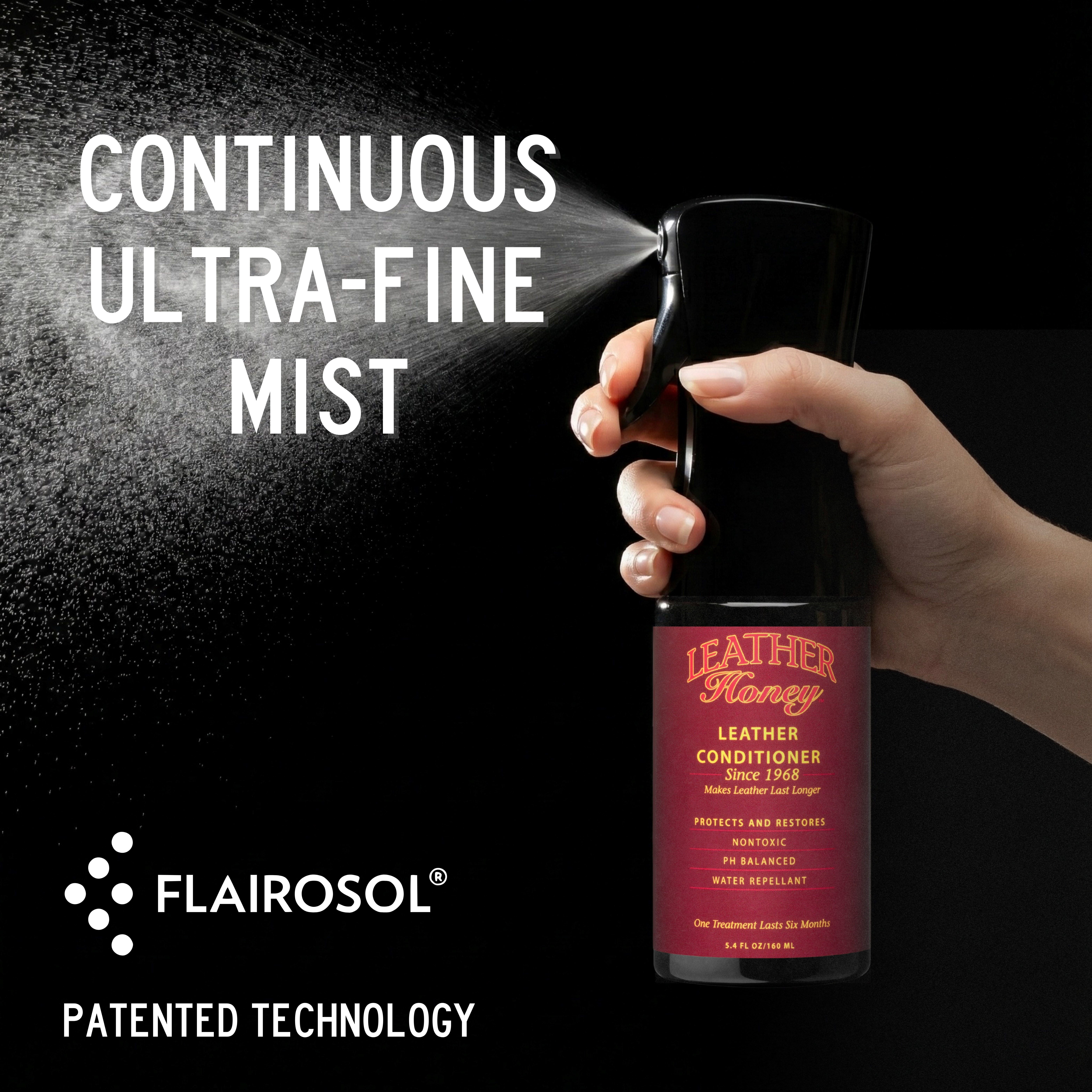 Leather Honey Non-Toxic, pH Balanced Leather Conditioner with Flairosol Spray Bottle, 5.4 fl oz, 1 Count