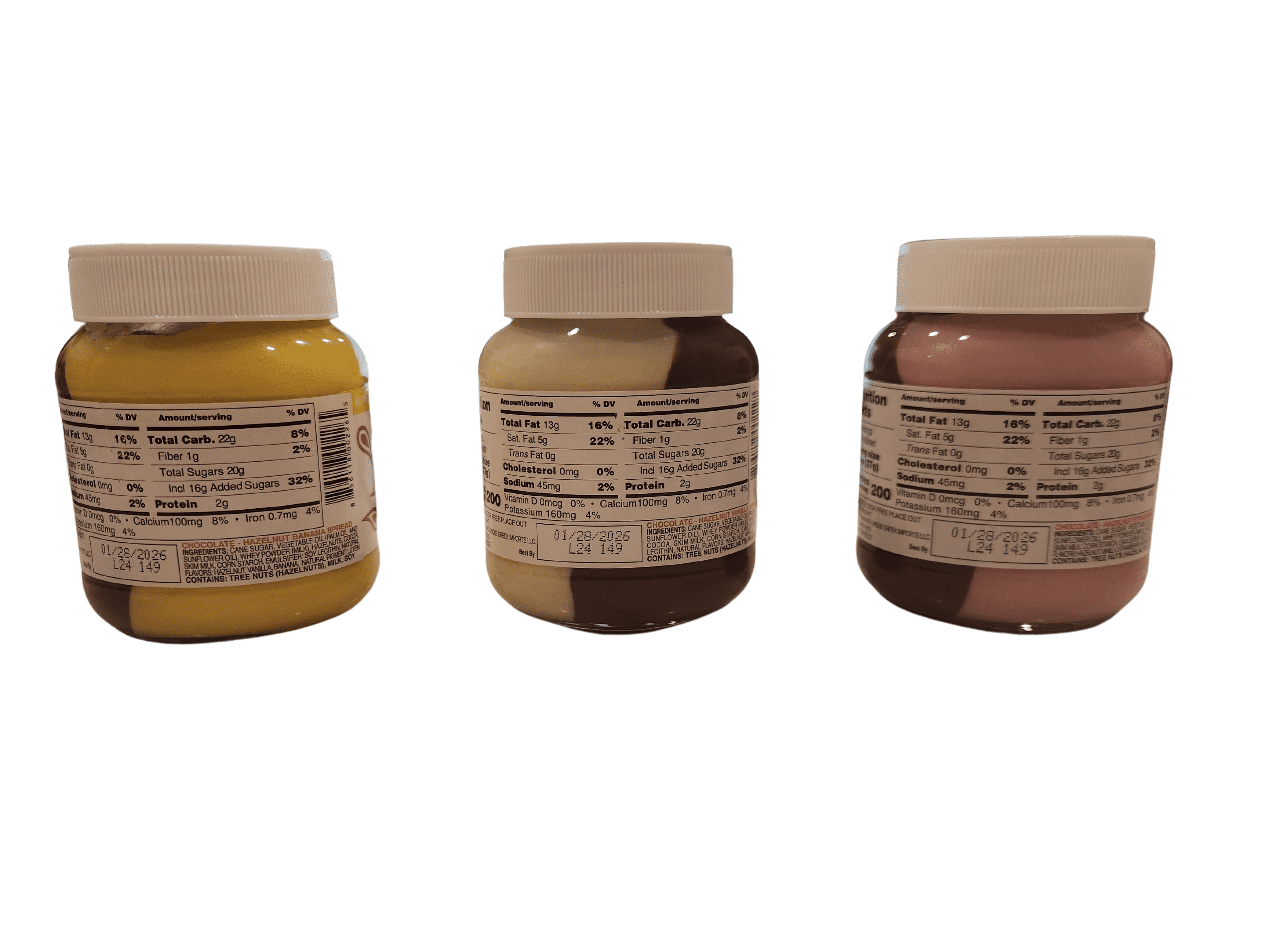 Fundelina Hazelnut Spread Variety Pack - Chocolate Hazelnut Banana, Vanilla, and Strawberry Spread