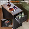 thumbnail image 5 of CHIC HOUSE End Tables for Living Room with Charging Station, Farmhouse Nightstand for Bedroom with Drawer Storage, Narrow Side Tables Accent Tables, Small Tables for Small Spaces, Black, 5 of 13