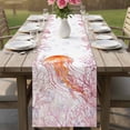 thumbnail image 4 of Coral Jellyfish Coastal Table Runner 70 Inches, Summer Ocean Coral Pink Bed Runner Dresser Scarves Tabletop for Indoor Outdoor Parties/Ceremony/Banquet, 13" x 70", 4 of 9