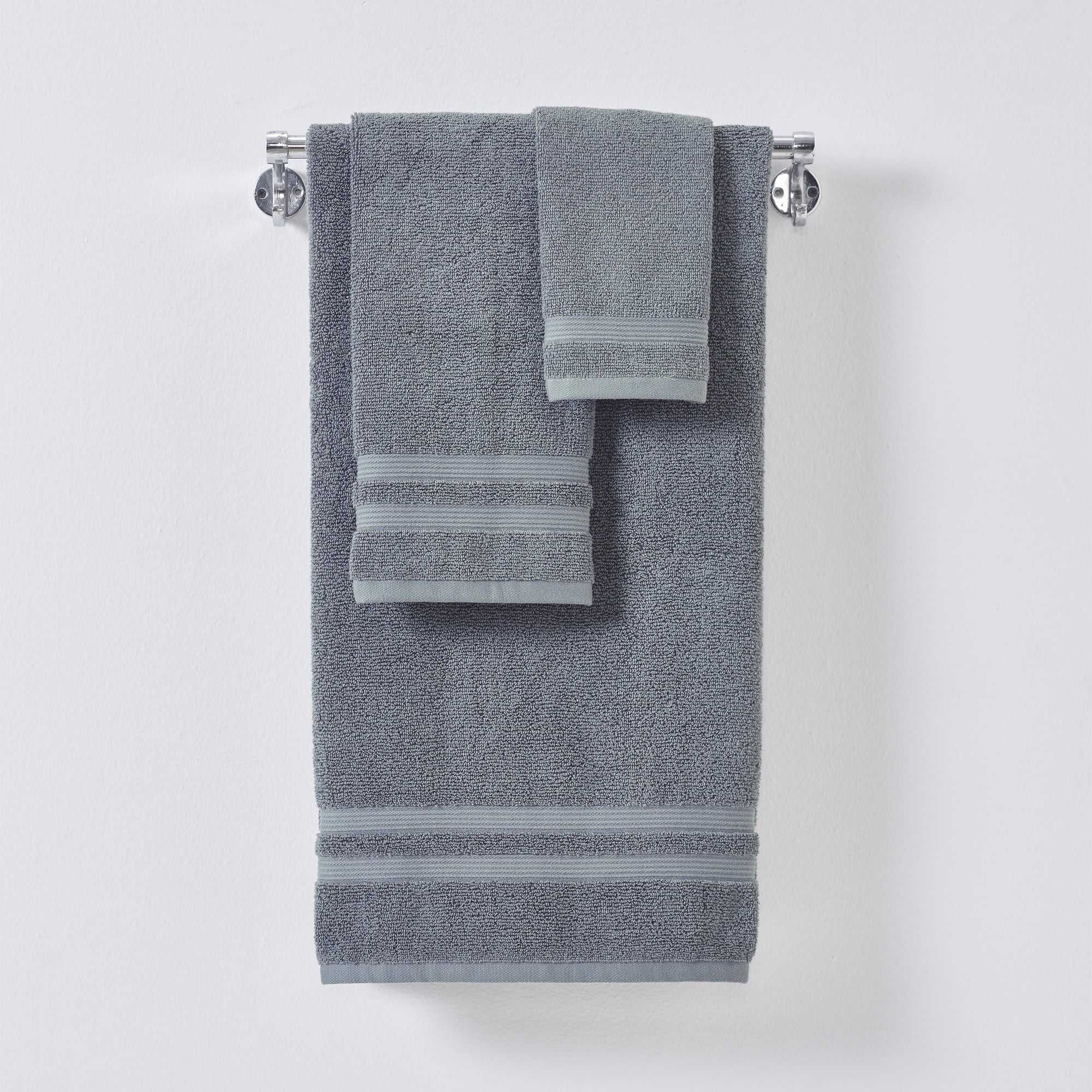 Mainstays 6-Piece Performance Bath Towel Set, Super Soft Quick Dry, Solid Grey