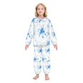 thumbnail image 2 of Fluffy Pajamas Set Fuzzy Winter Warm Pj Sets Pullover Tops and Long Pants Blue Pastel Flowers X-Small, 2 of 8