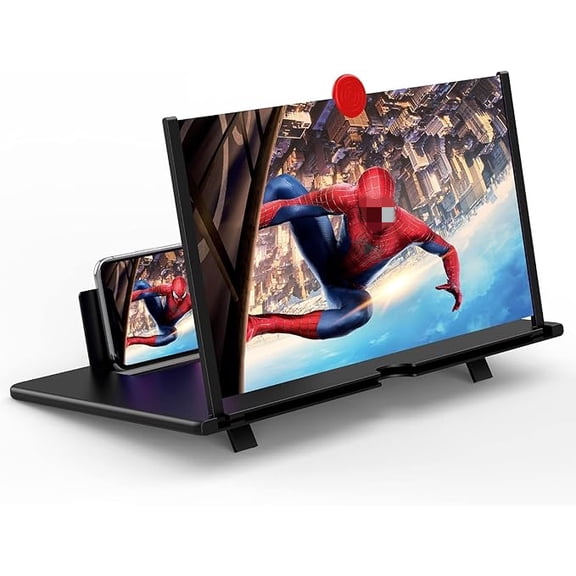 12'' Phone Screen Magnifier,3D HD Mobile Phone Magnifier Projector Screen Enlarger for Movies, Videos, and Gaming,Foldable Cell Phone Stand with Screen Amplifier,Supports All Smartphones