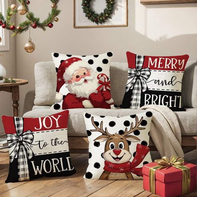 Serie de Fundas de Almohada con Estampado Navideño, Decoración para El Hogar, Sofá, Dormitorio