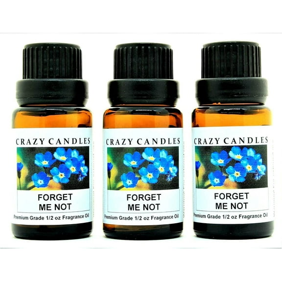 Crazy Candles Forget Me Not 3 Bottles 1/2 FL Oz Each (15ml) Premium Grade Scented Fragrance Oil Made in USA
