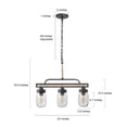thumbnail image 5 of LNC 3-Light Black and Gray Farmhouse Linear LED Pendant with Mason Jar Glass, 5 of 13