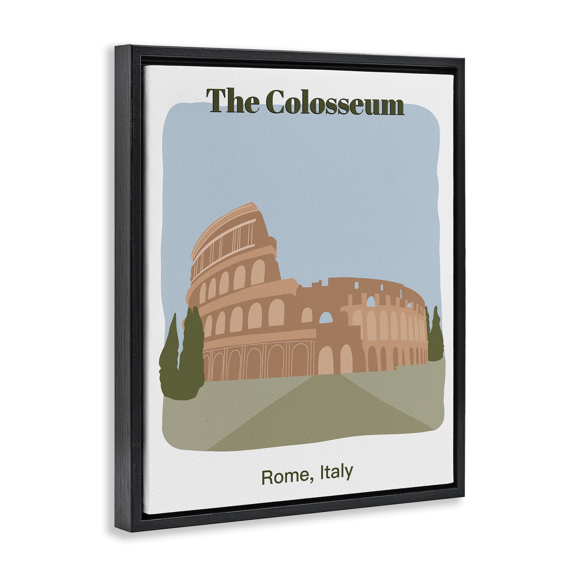 Stupell Industries The Colosseum Architecture Town & City Painting Black Floater Framed Art Print Wall Art, 25 x 31