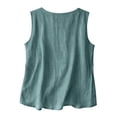 thumbnail image 5 of Qwertyu Linen Tank Tops for Women 2026 Spring Summer Casual Comfy Sleeveless Linen Shirts Loose Lightweight Gauze Camisoles Turquoise S, 5 of 9