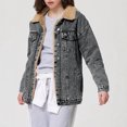 thumbnail image 6 of Women's Sherpa Fleece Denim Jakcets Casual Button Up Long-sleeved Solid Color Denim Coat Jacket, 6 of 8