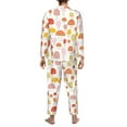 thumbnail image 5 of Kll Cute Cartoon Mushrooms Sleepwear Mens Flannel Pajamas,Long Cotton Pj Set, 5 of 9