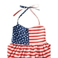 thumbnail image 3 of Toddler Baby Girls 4th of July Striped Halter Tops Denim Shorts Kids USA Flag Independence Day Clothes Set, 3 of 8