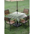 thumbnail image 4 of Outdoor Tablecloth with Umbrella Hole for Patio/Picnic/Party/Camping, Sage Green Striped Waterproof Table Cloth Square Cover Washable, Modern Abstract Ombre Geometric Morocco (54"x 54"), 4 of 8