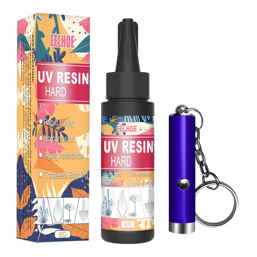 UV Resin Kit Crystal Clear Hard Glue Ultraviolet Curing Resin Glue for