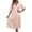 Beige, variant on Women's Solid Color Ice Silk Short Sleeved Midi Length Loose Nightgown with Lace Sleeves Bride Nightgown M