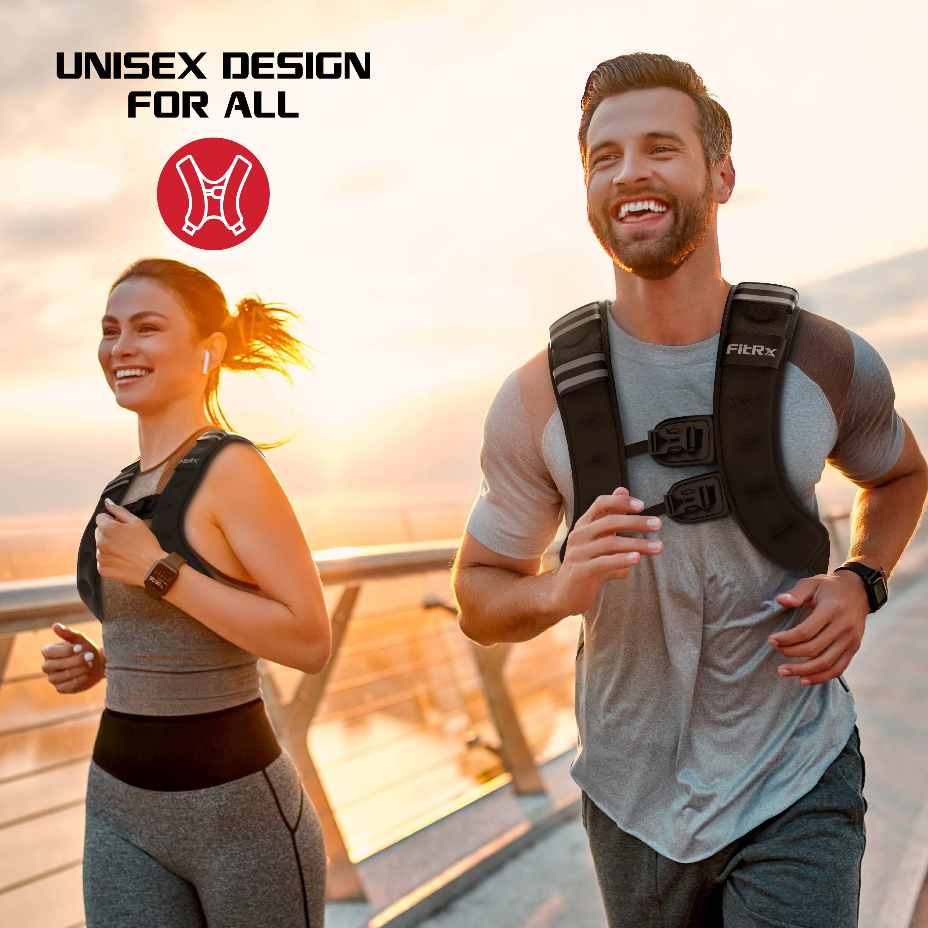 FitRx Weighted Vest Neoprene Coated Weighted Vest for Women and Men with Hook and Loop Strap, 16 lbs