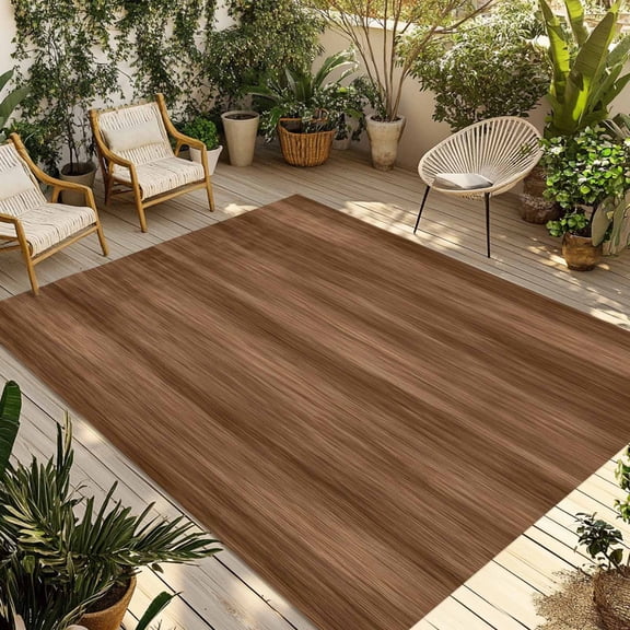 Brown Wooden Board Outdoor Rug for Patio/Deck/Porch, Non-Slip Large Area Rug 3 x 5 Ft, Simple Vintage Country Wood Grain Indoor Outdoor Rugs Washable Area Rugs, Reversible Camping Rug Carpet Runner
