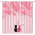 thumbnail image 2 of Valentine''s Day Shower Curtain Cute Cat Fantasy Pink Love Hearts Romantic Valentine Dreamy Fabric Bathroom Decor Set with Hooks(72" WX72 H), 2 of 2
