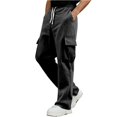thumbnail image 2 of Men's American Retro Workwear Corduroy Pants, Loose Straight-leg Wide-leg Casual Trousers for Fall, Winter and Vintage Look,Black,2XL, 2 of 7