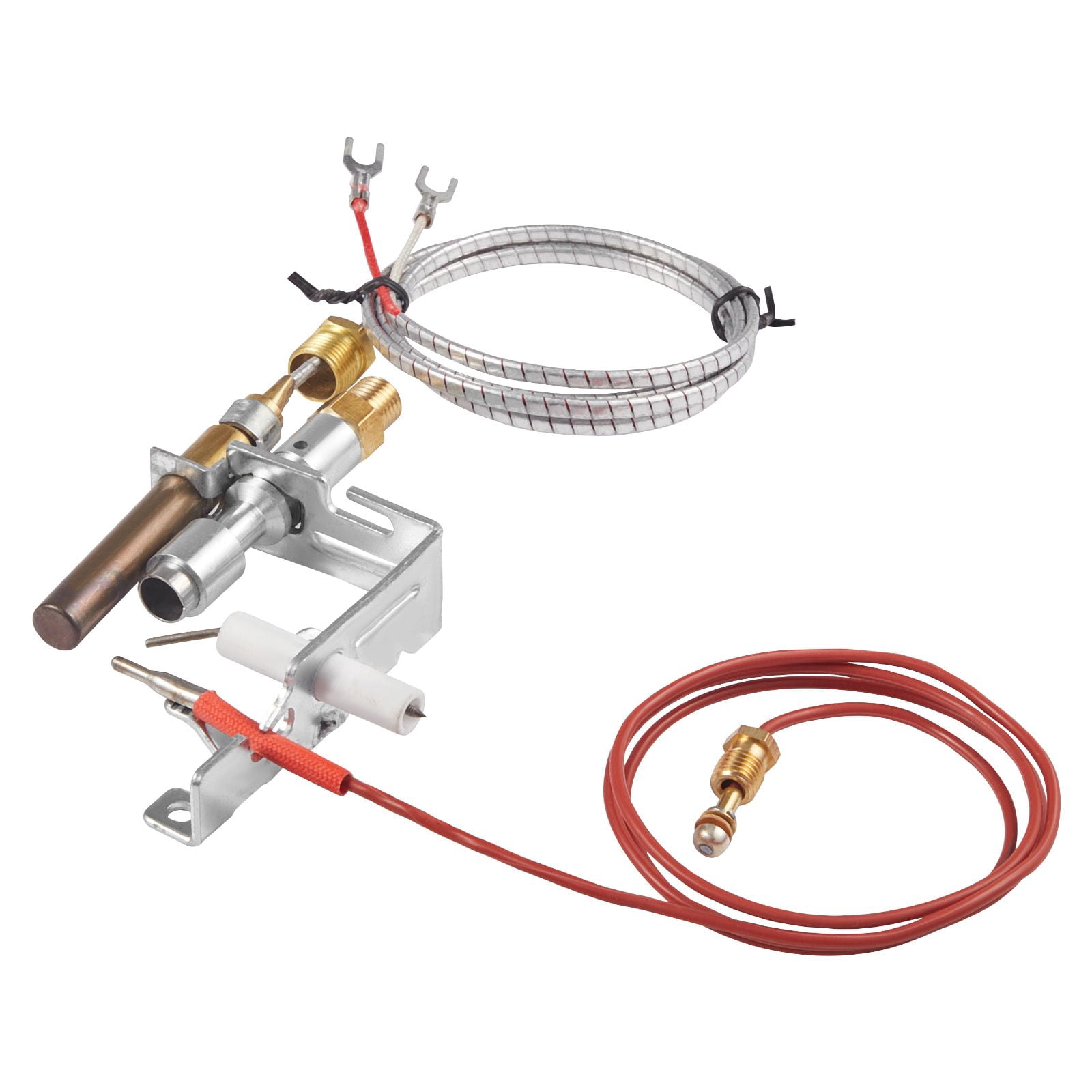 Natural Gas Fireplace Pilot Ignition Assembly, 33in Thermocouple + 20in Thermopile, OEM Replacement Flame Monitoring for Gas Fireplace Heating Unit