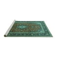 thumbnail image 2 of Ahgly Company Machine Washable Indoor Round Medallion Turquoise Blue Traditional Area Rugs, 8' Round, 2 of 4