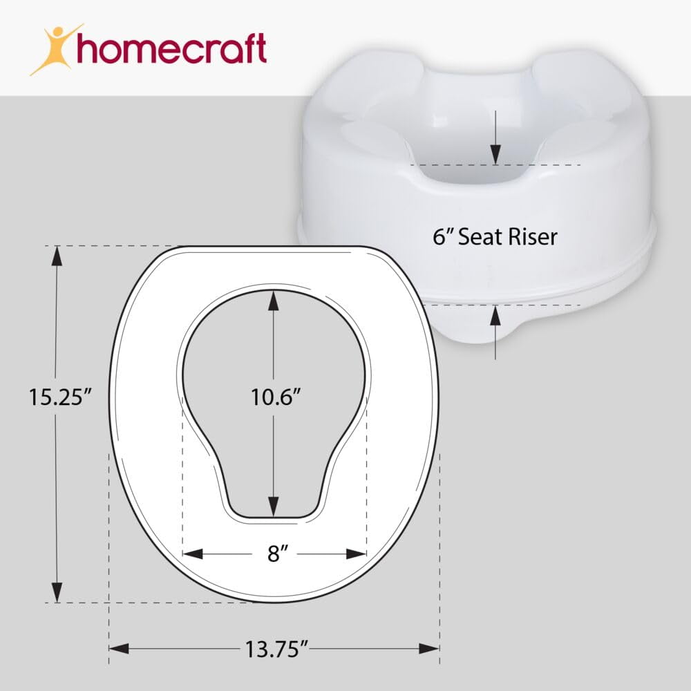 Homecraft Savanah Raised Toilet Seat, 6" High, 1 Pack