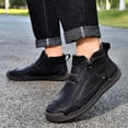 thumbnail image 5 of Men's High Top Loafers -Handcrafted Waterproof Leather Shoes, Ankle Boots with Side Zipper, Non-Slip Outdoor Sneakers, Warm Slip-On Footwear for Hiking Casual Walking, 5 of 6