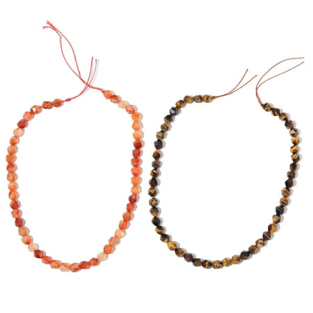- DIY Jewelry Making Tools Enhanced Red Agate Tigers Eye Beads Set of 2 Choker String 15